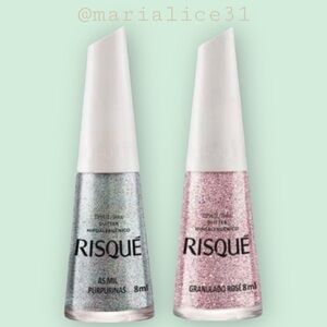 🇧🇷NWT Risqué Glitter Nail Polish Set in Silver and Pink shades. Both for $10
